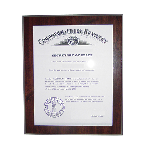 Ohio Notary Commission Frame Fits 11 x 8.5 x inch Certificate