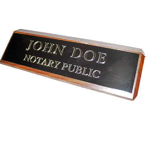 Connecticut Notary Walnut Desk Sign